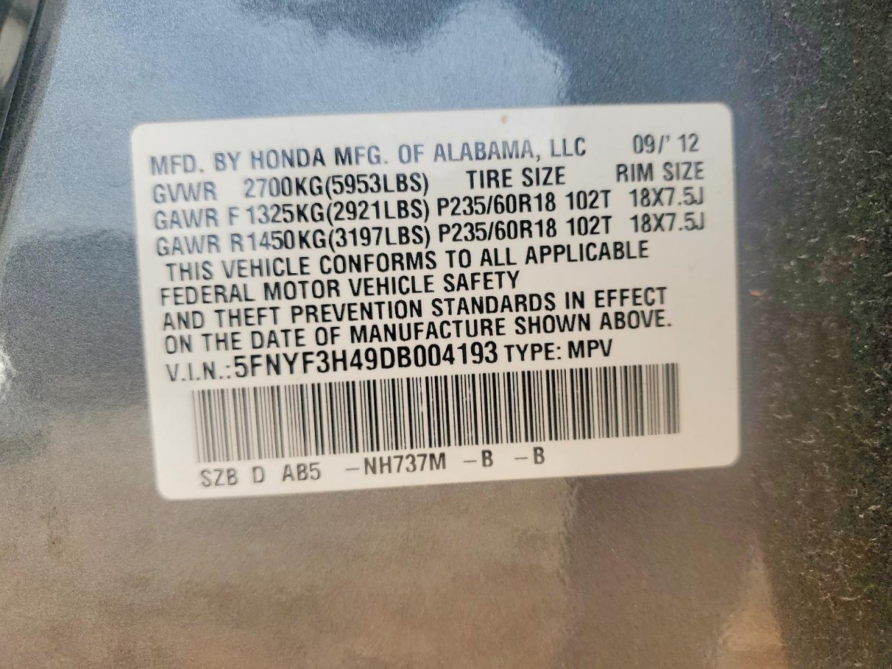 2013 Honda Pilot ex