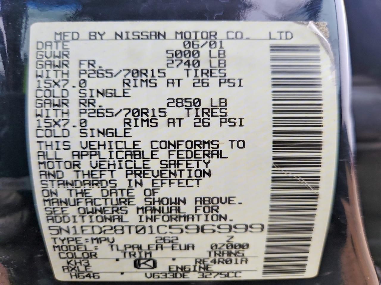 2001 Nissan Xterra xe