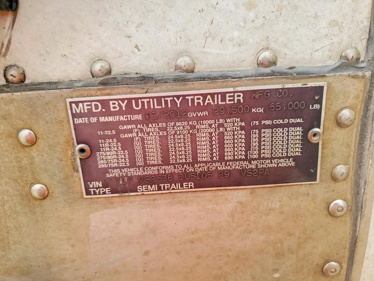 2013 Utility VS2RA-Refrigerated Van Trailer