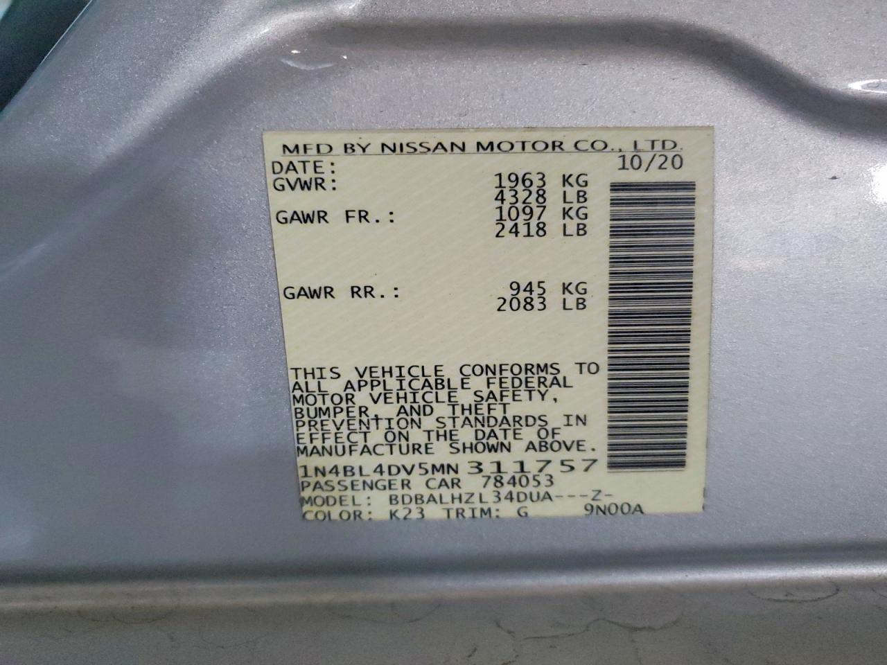 2021 Nissan Altima sv