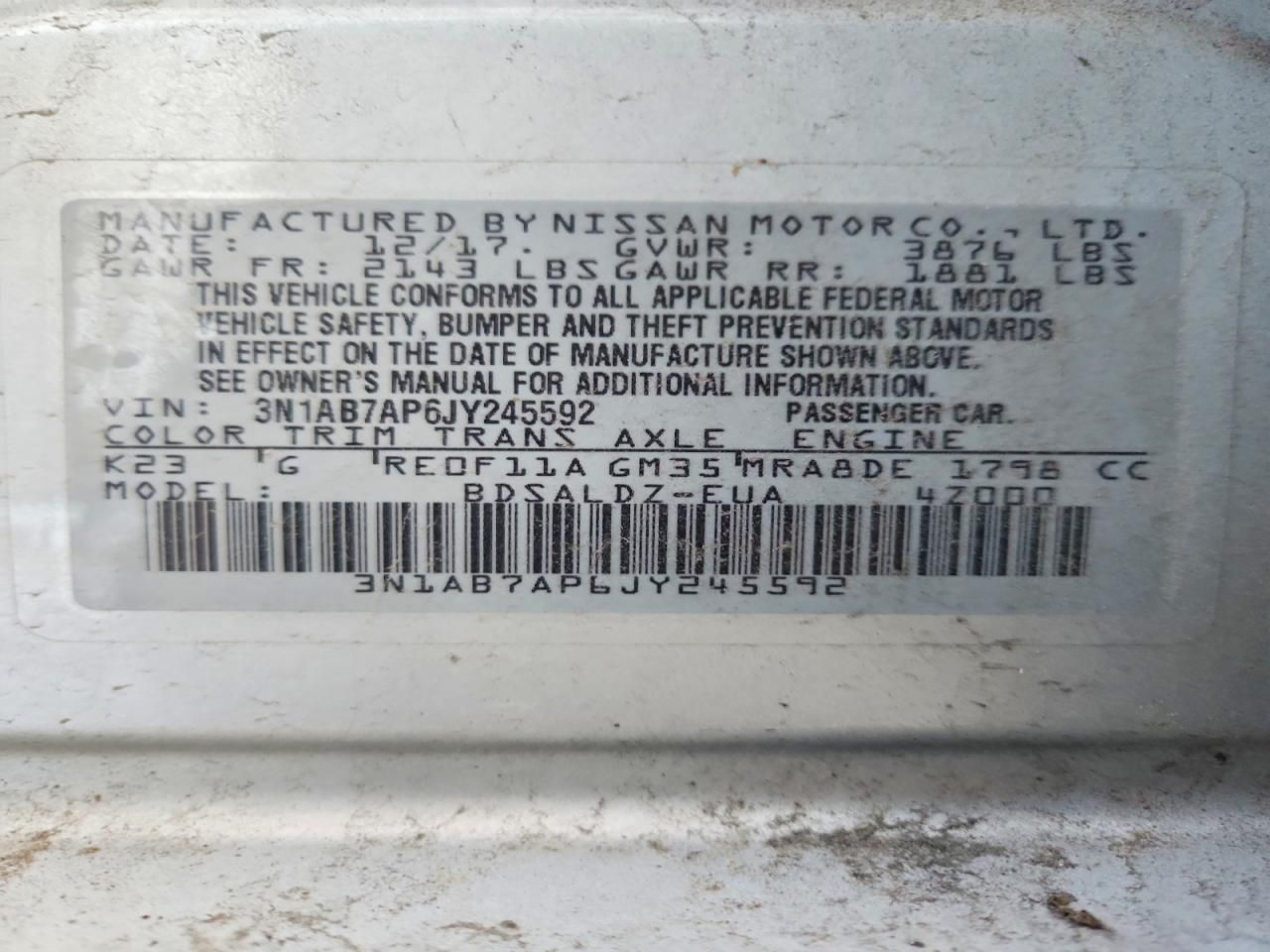 2018 Nissan Sentra s