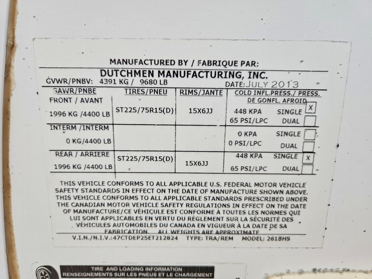 2014 Dutchmen 261BHS