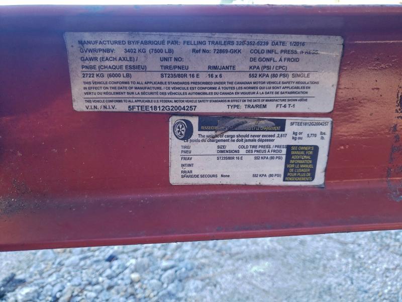 2016 Fell ING FT-6 T-1 Tilt Deck Equipment Trailer
