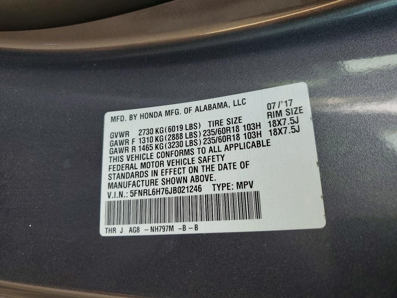 2018 Honda Odyssey exl