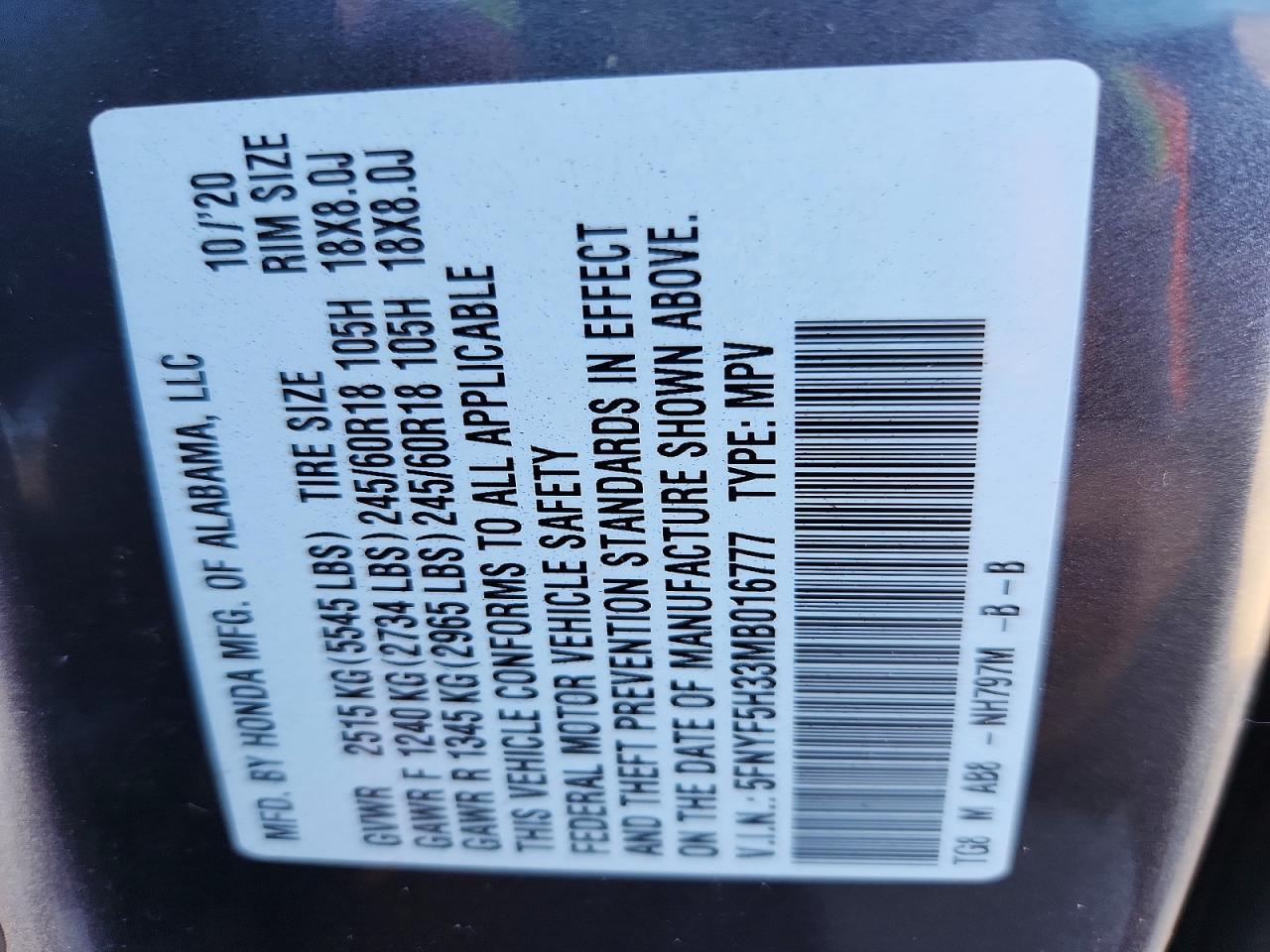 2021 Honda Pilot ex