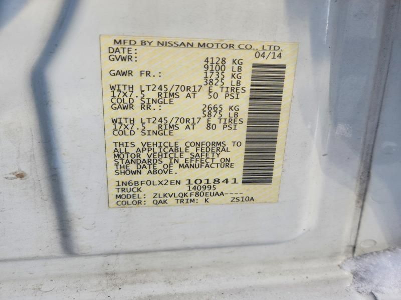 2014 Nissan NV 2500 Utility / Service Van