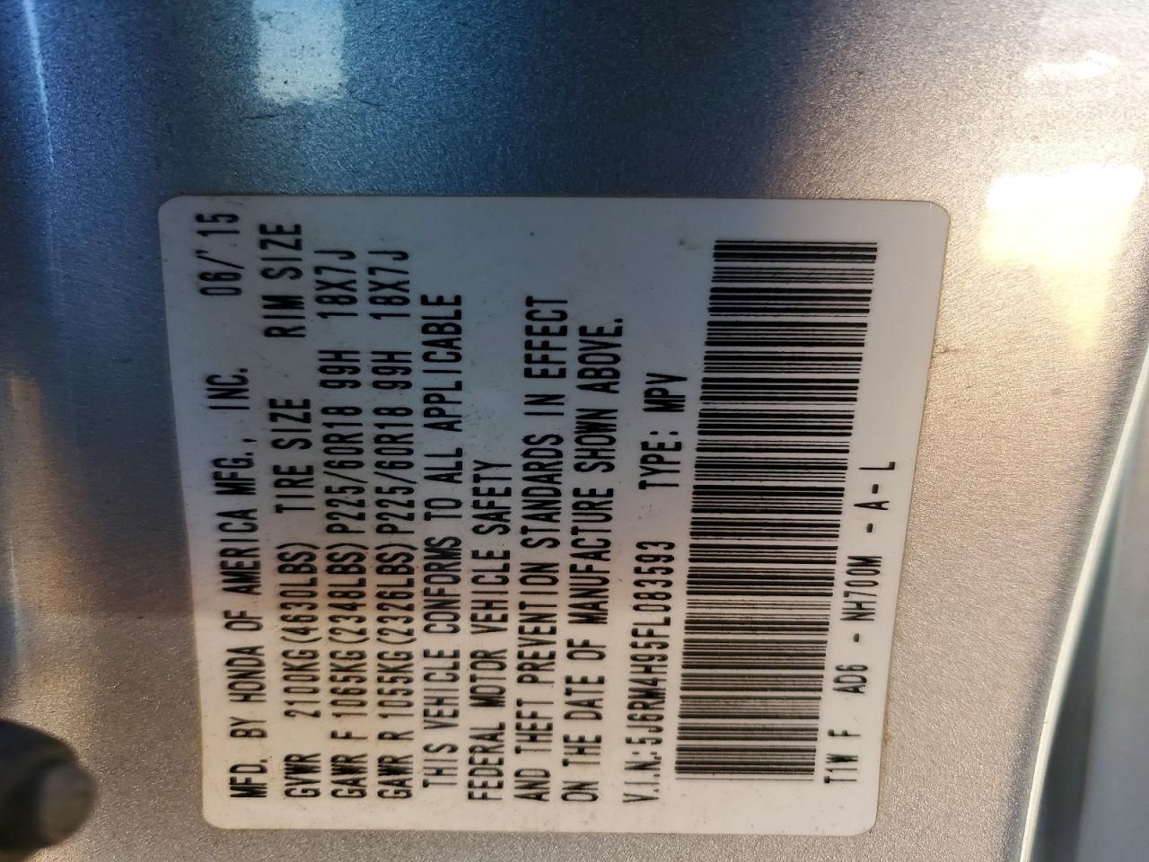 2015 Honda Cr-v Touring