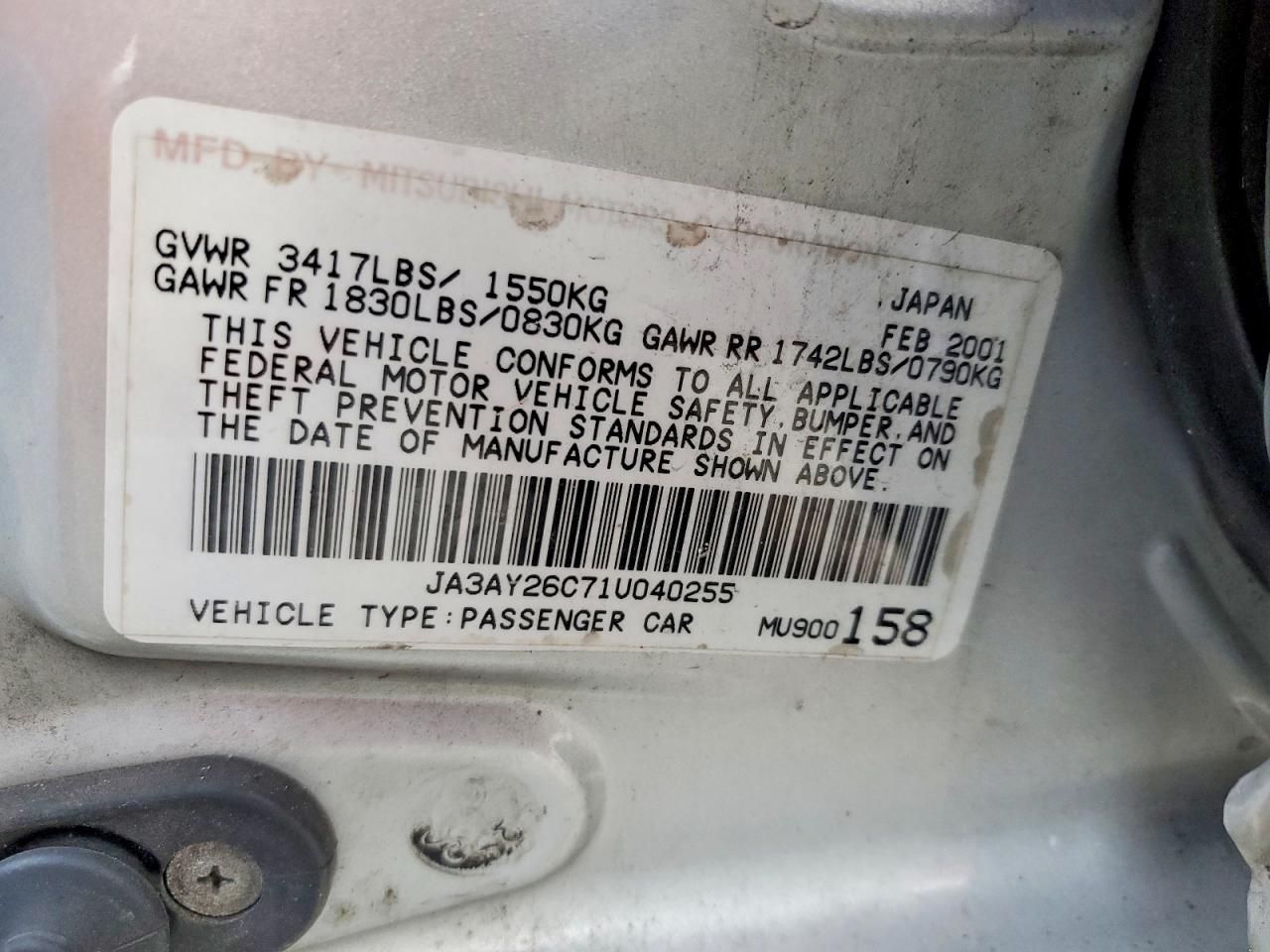 2001 Mitsubishi Mirage es