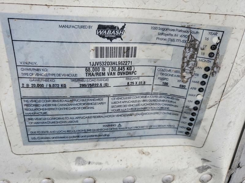 2017 Wabash Dvhdhpc dry van Trailer
