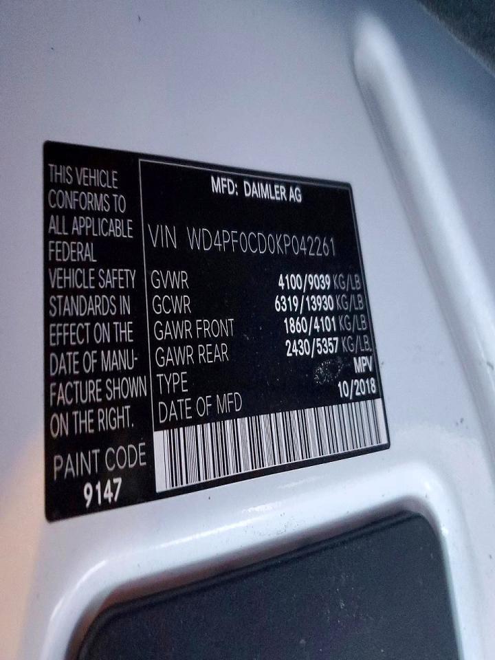 2019 Mercedes-Benz Sprinter C2500 Utility / Service Van