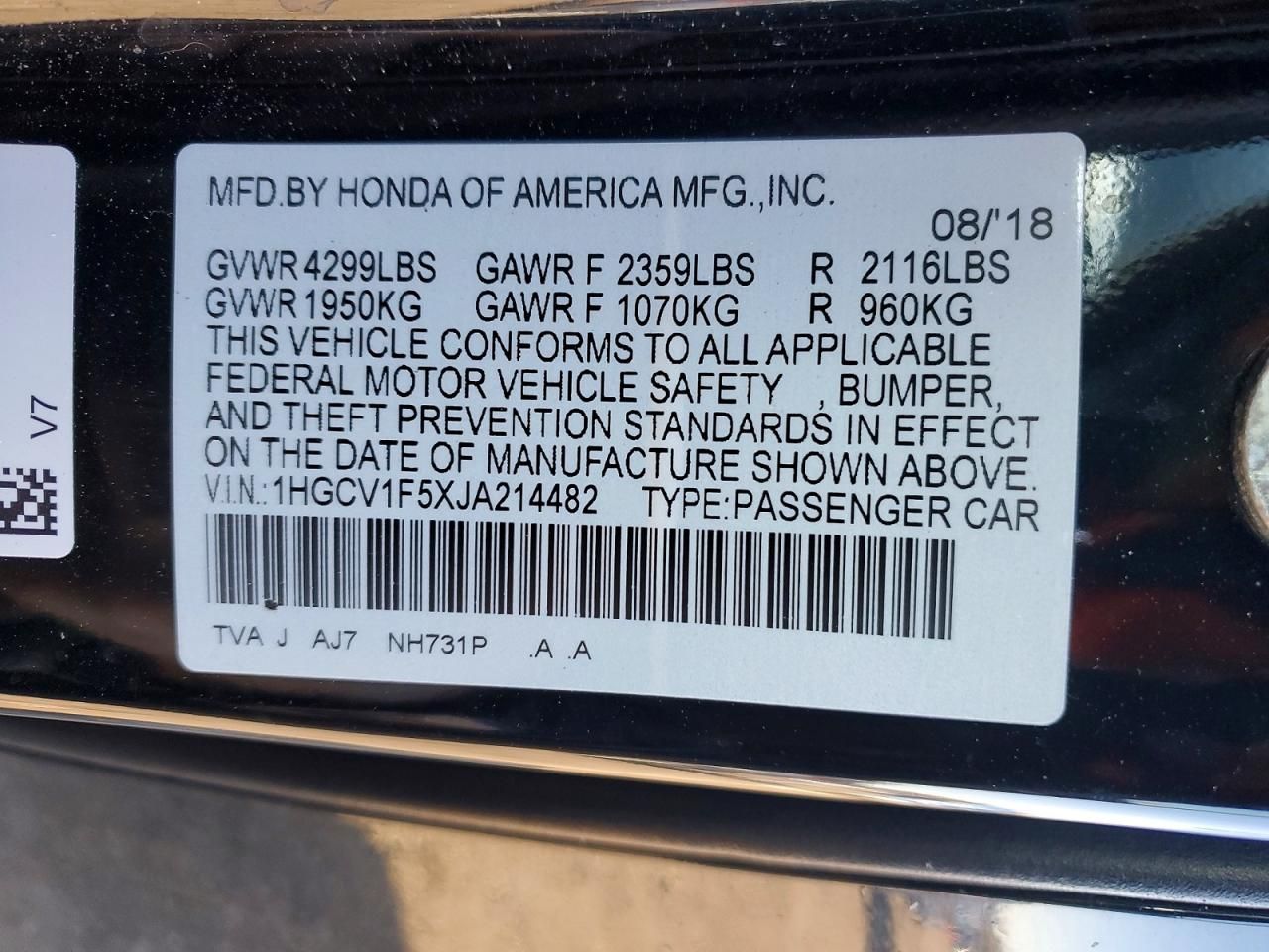 2018 Honda Accord exl