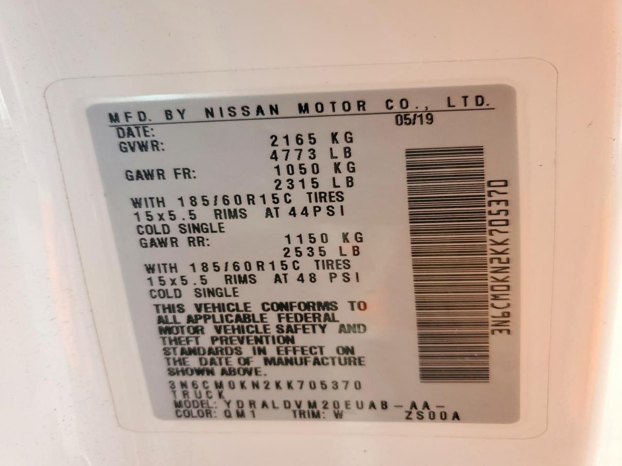 2019 Nissan NV200 Delivery Van