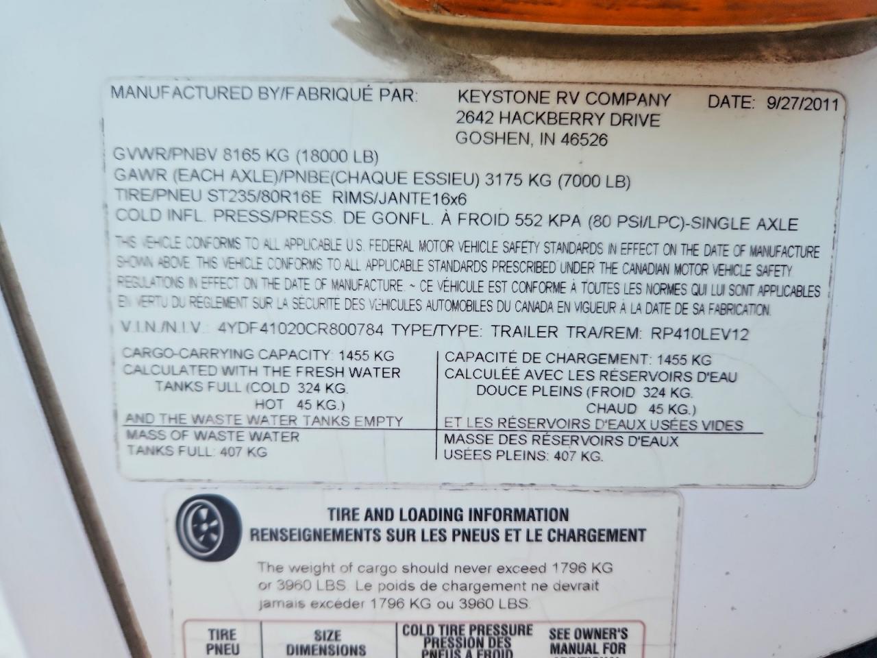 2012 Keystone Raptor Camper