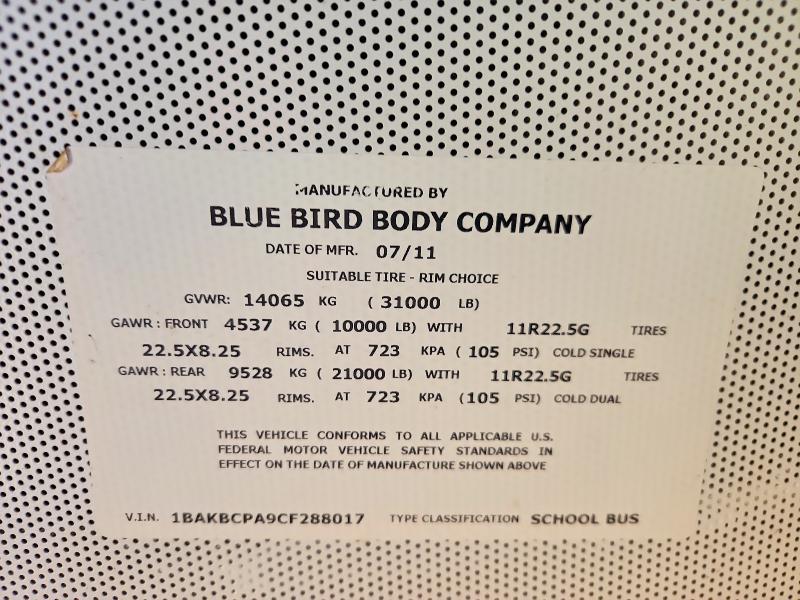 2012 Bluebird 2012 Blue Bird BB Conventional School Bus