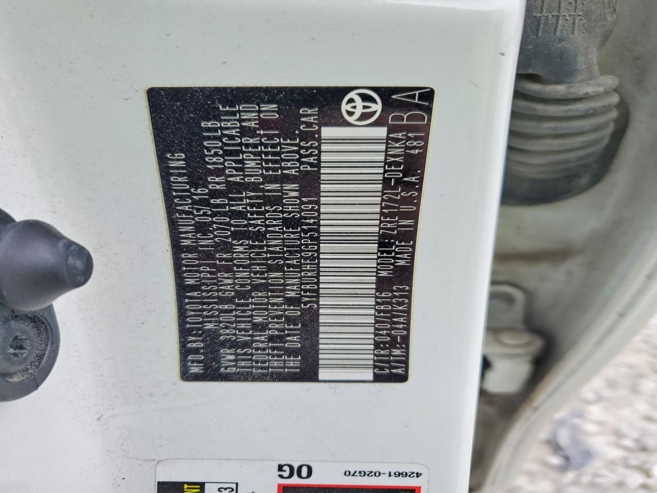 2016 Toyota Corolla l