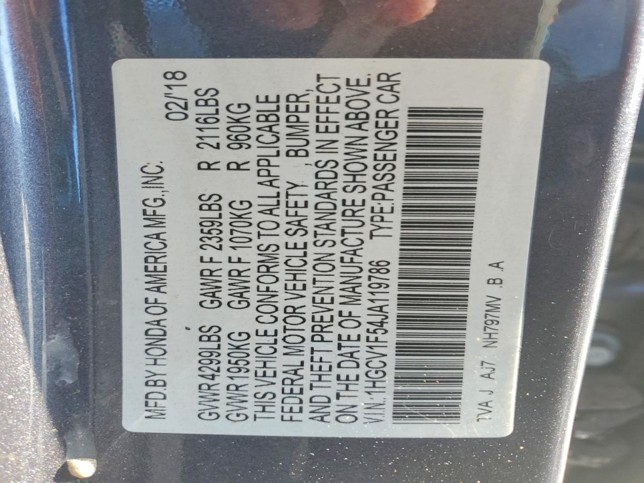 2018 Honda Accord exl