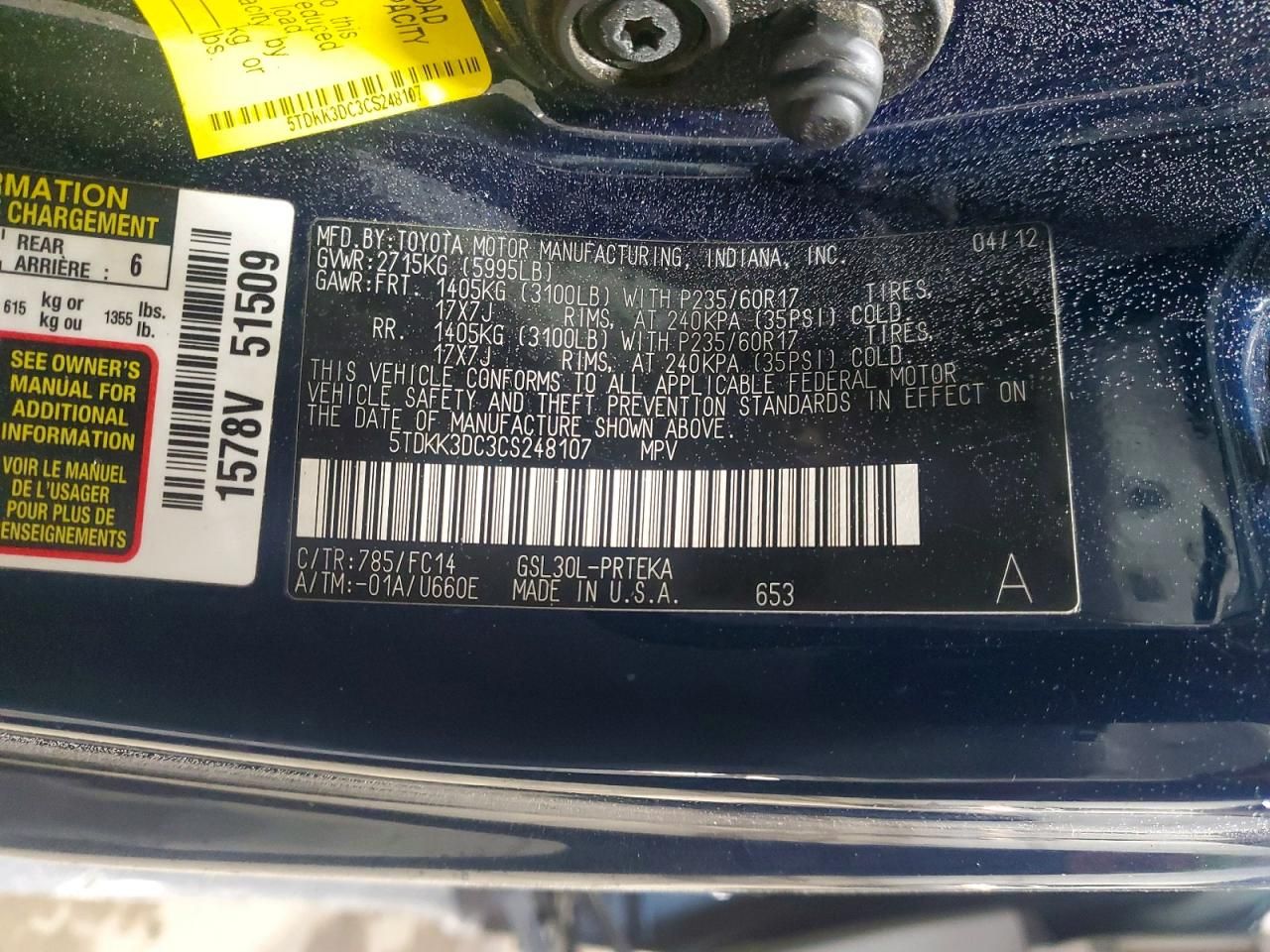 2012 Toyota Sienna le