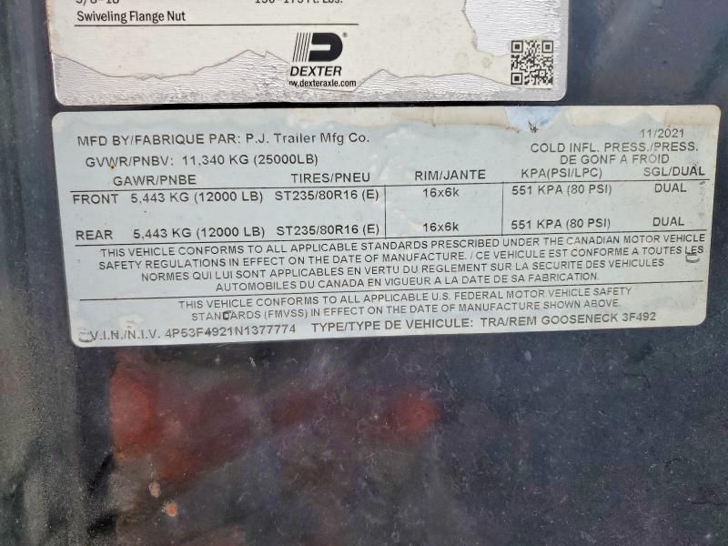 2022 PJ 3F492 Flatbed Trailer