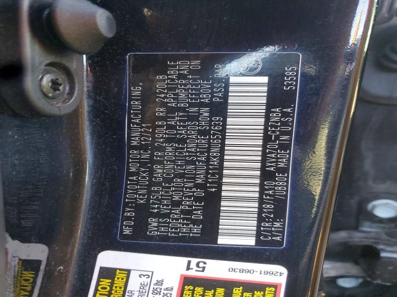 2022 Toyota Camry le