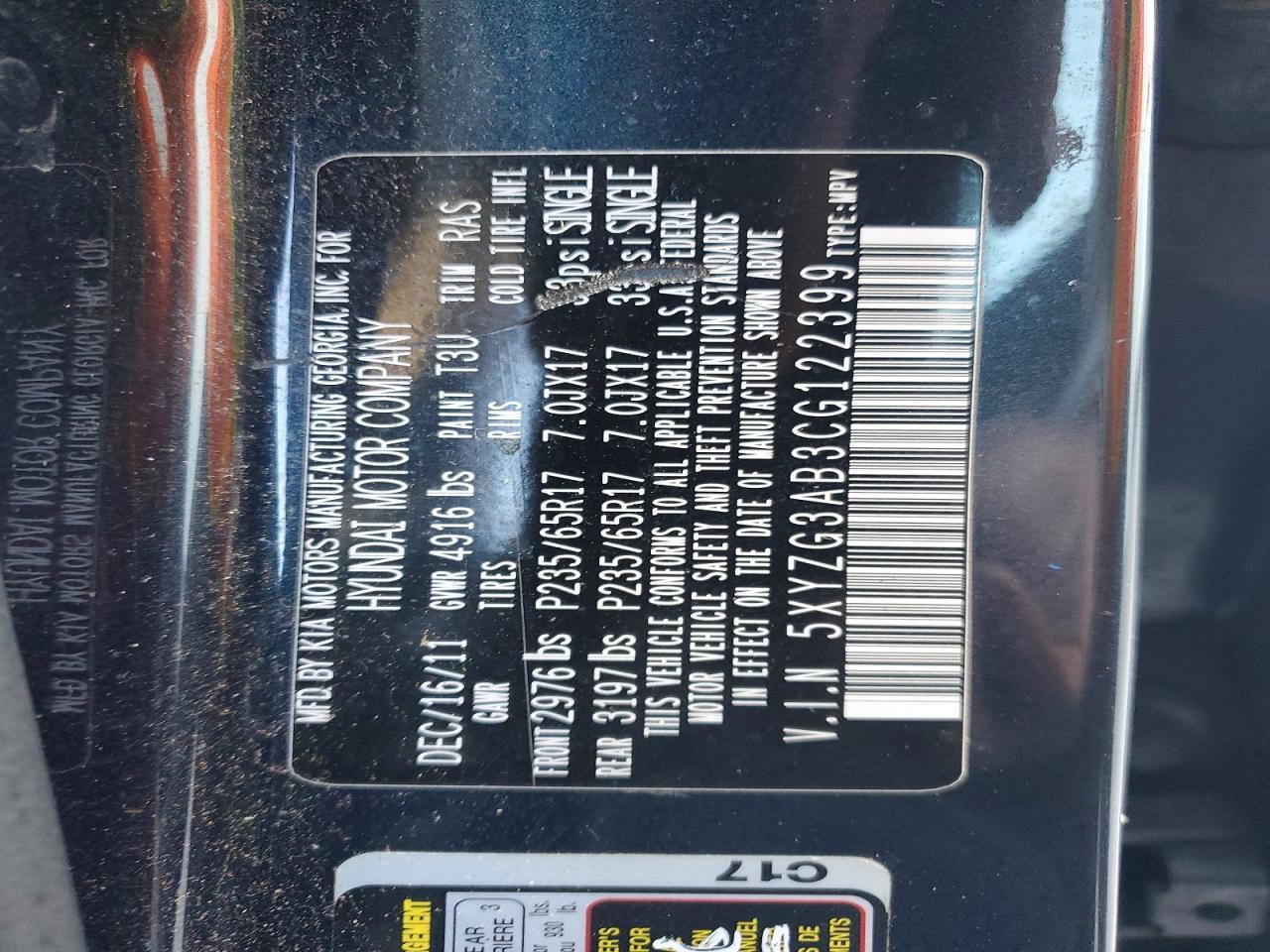 2012 Hyundai Santa fe gls