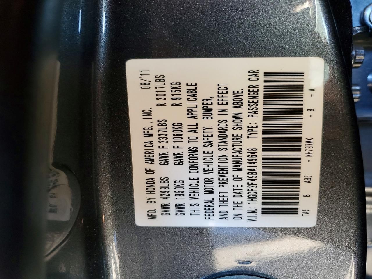 2011 Honda Accord lxp