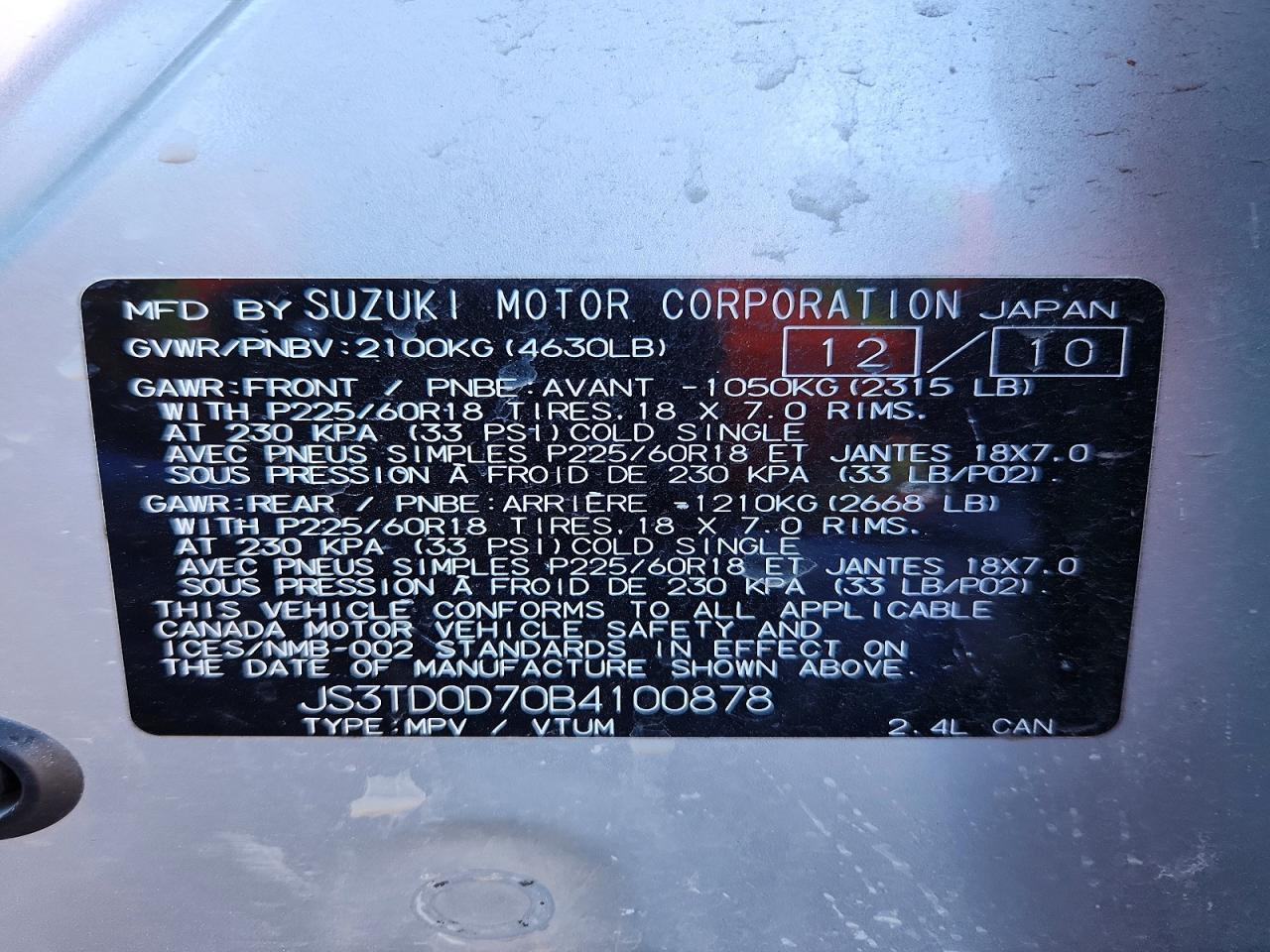2011 Suzuki Grand Vitara jlx