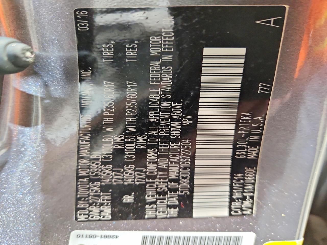 2016 Toyota Sienna le