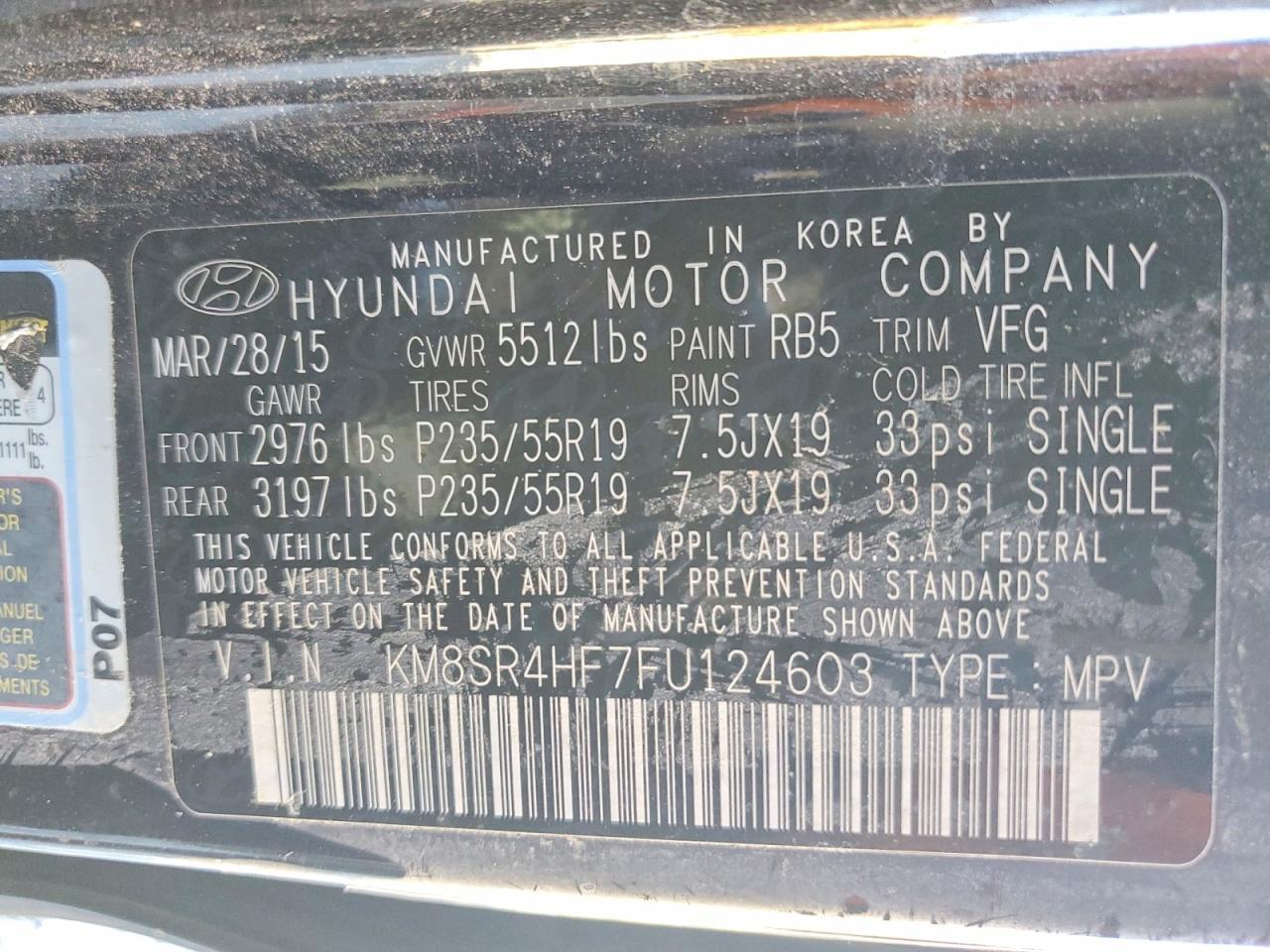 2015 Hyundai Santa fe gls