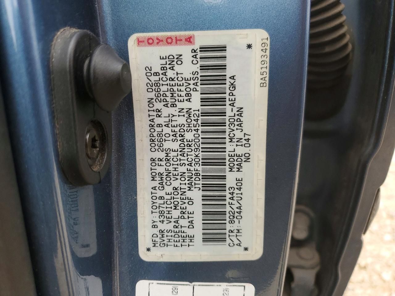 2002 Toyota Camry le