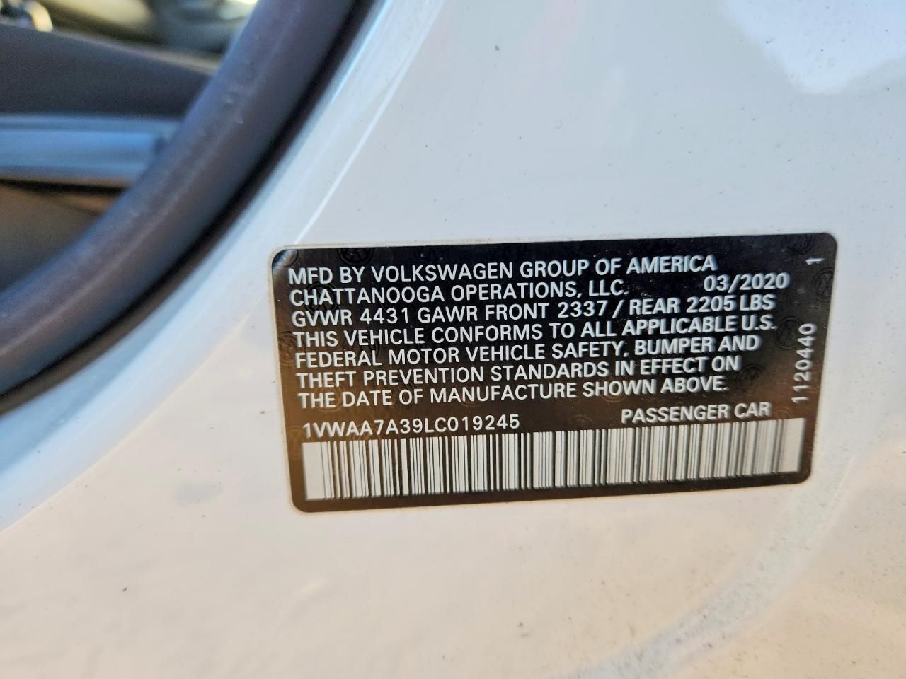 2020 Volkswagen Passat s