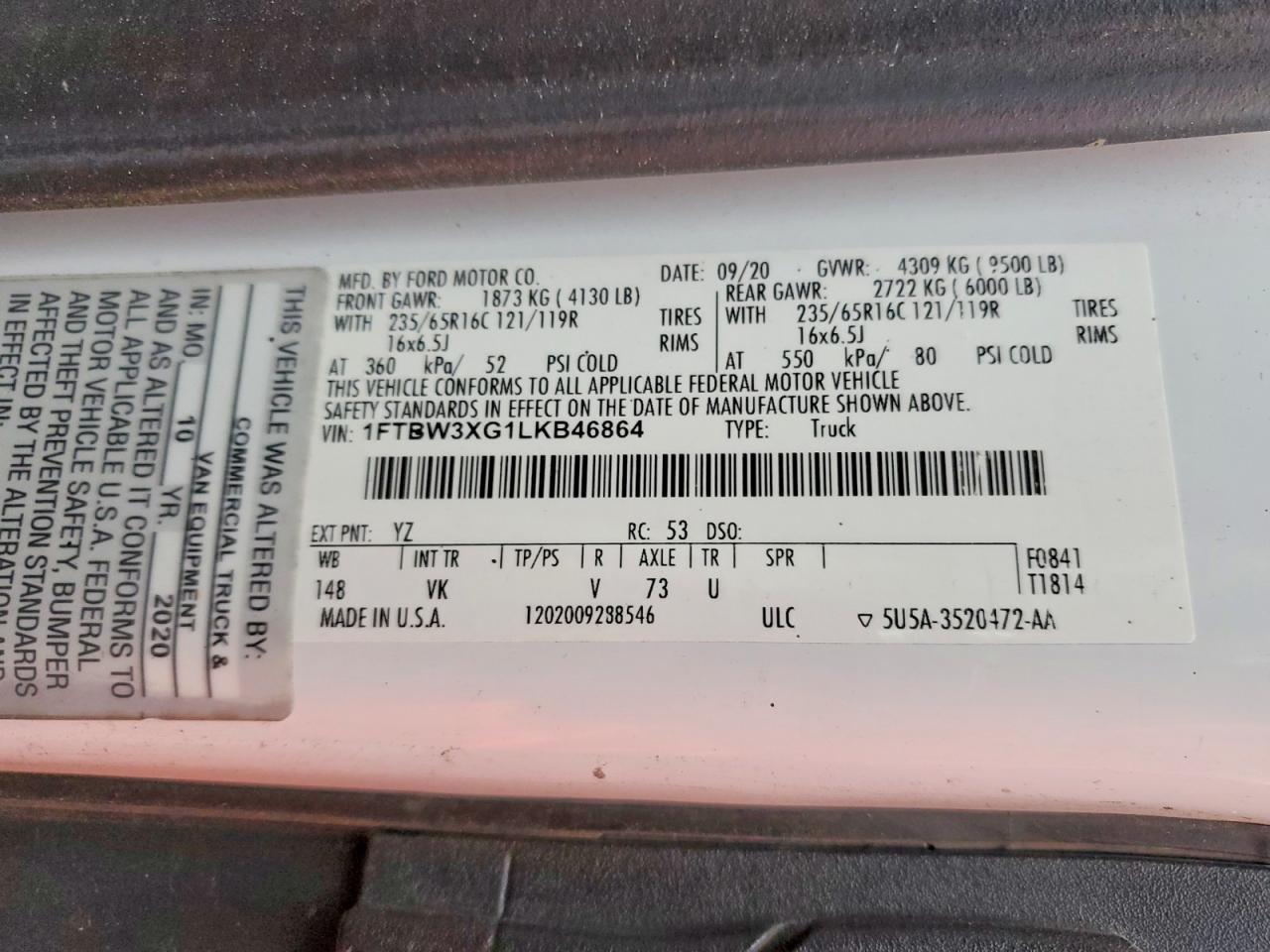 2020 Ford Transit T-350 Delivery Van