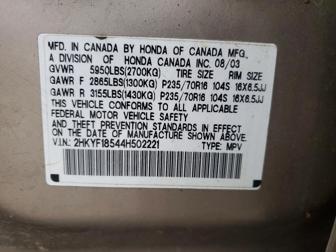 2004 Honda Pilot exl