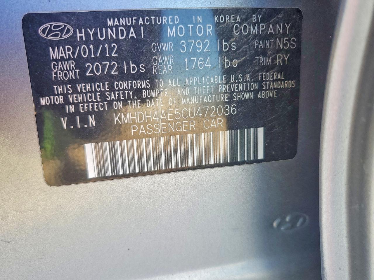2012 Hyundai Elantra gls