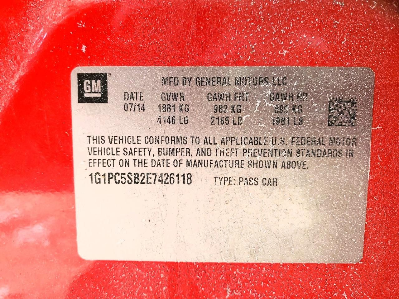 2014 Chevrolet Cruze lt