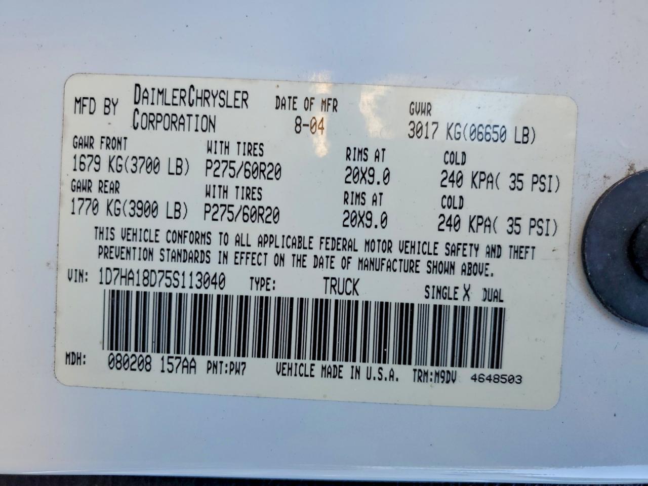 2005 Dodge RAM 1500 ST