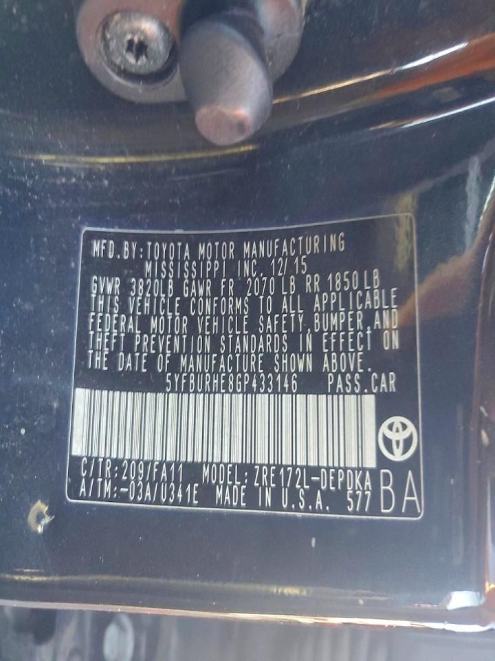 2016 Toyota Corolla l