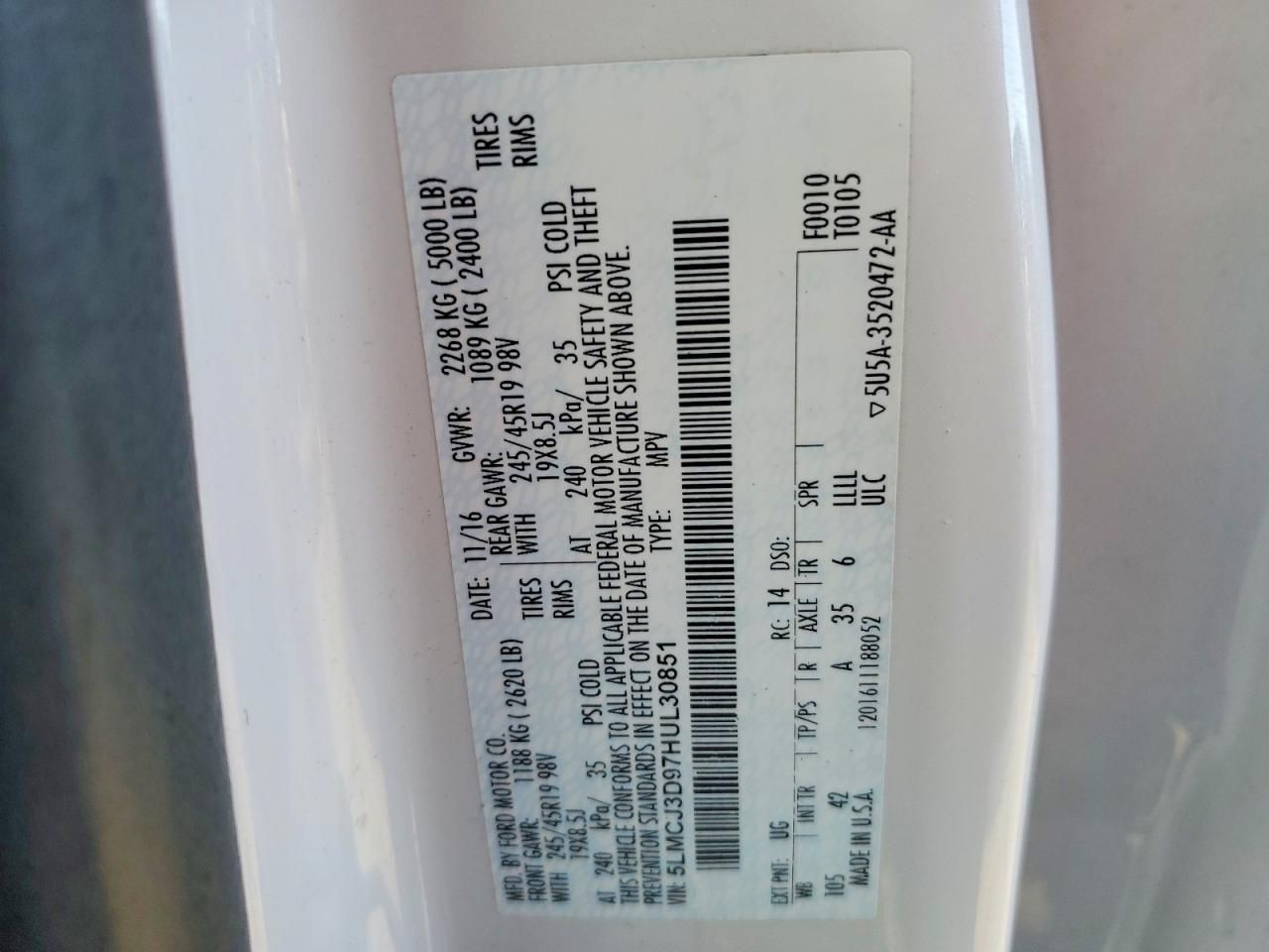 2017 Lincoln Mkc Reserve