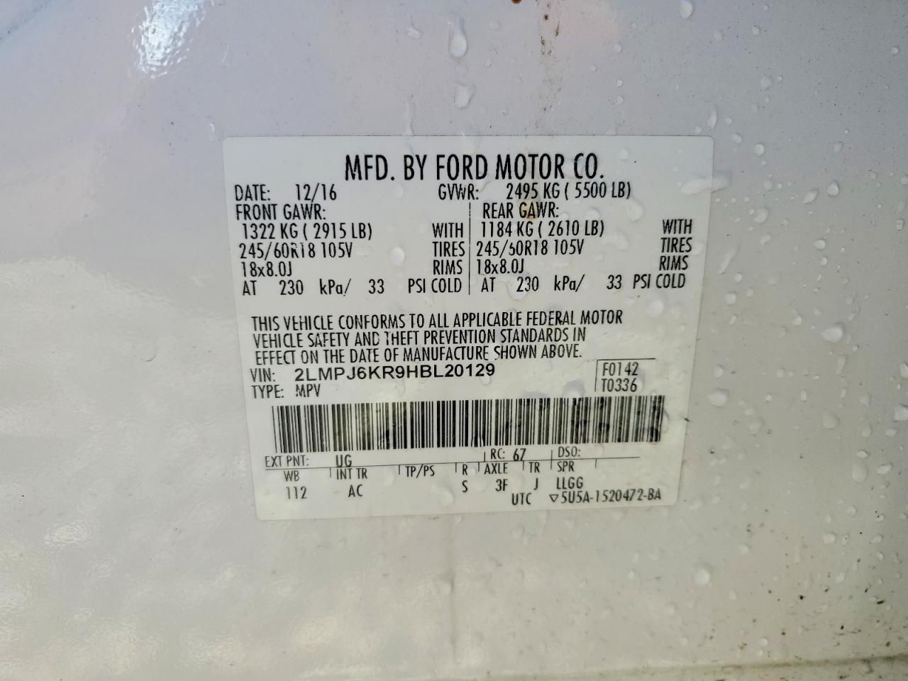 2017 Lincoln Mkx Select