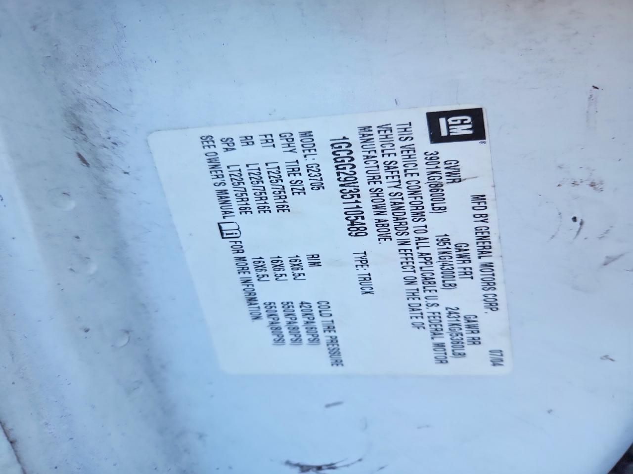 2005 Chevrolet Express G2500 Delivery Van