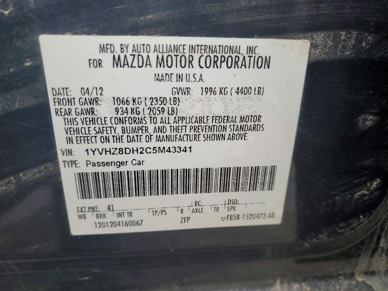 2012 Mazda 6 I