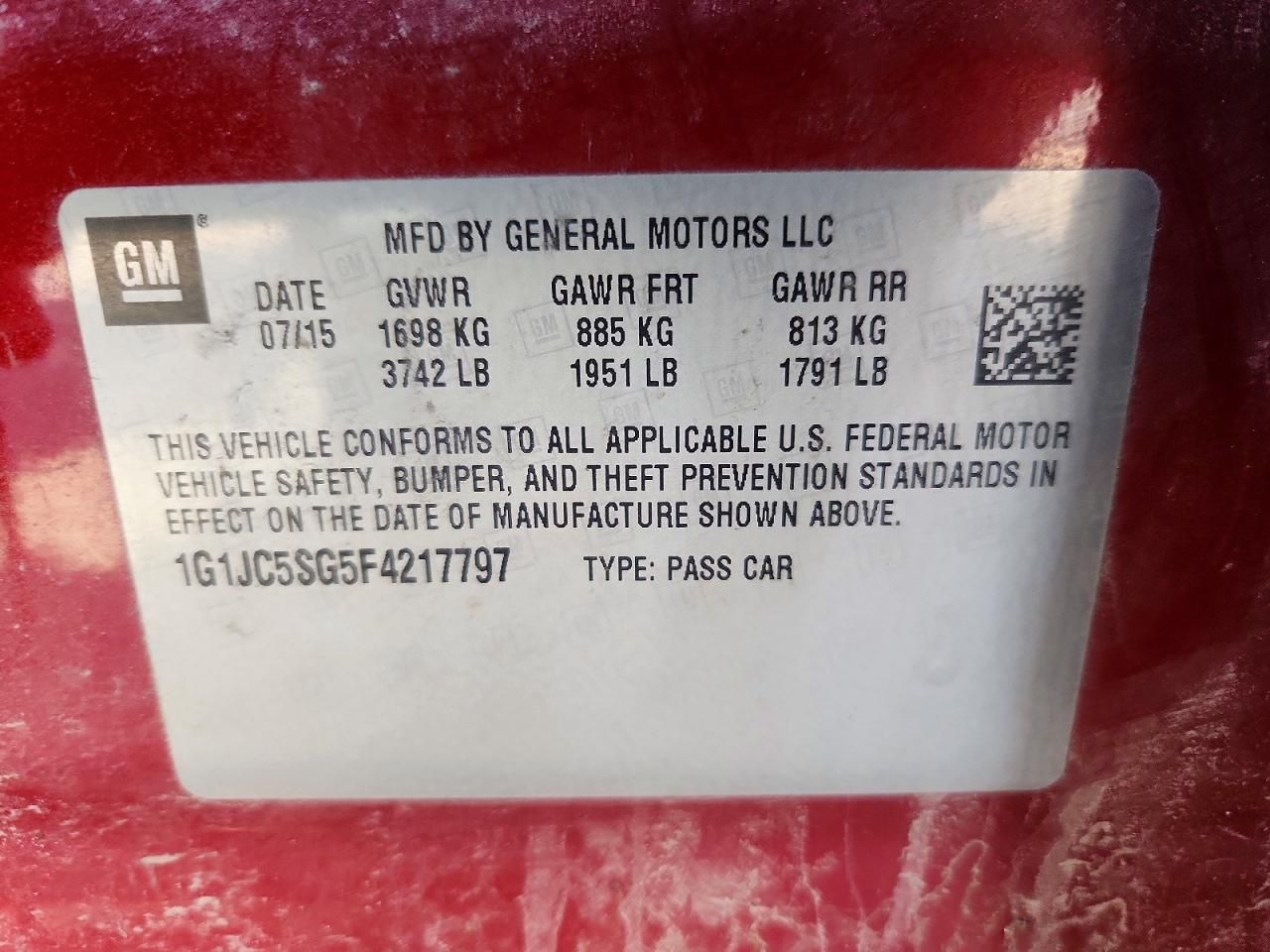 2015 Chevrolet Sonic lt