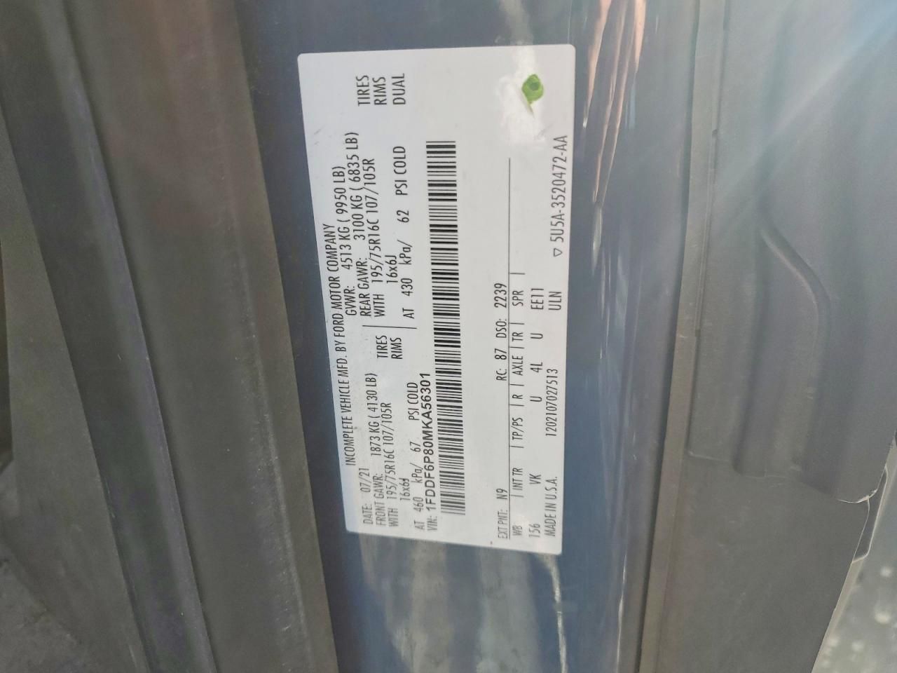 2021 Ford Transit T-350 Delivery Truck