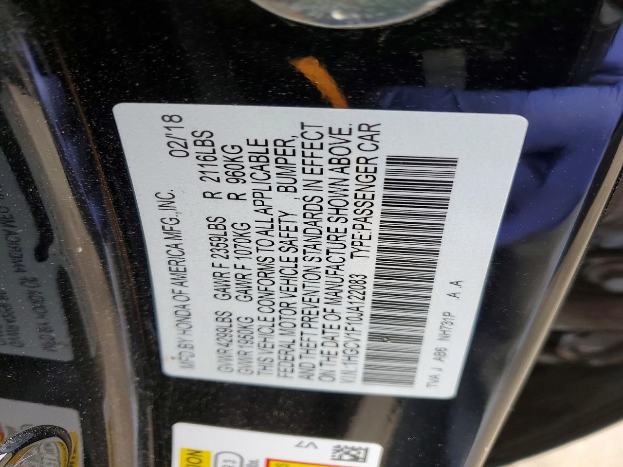 2018 Honda Accord lx