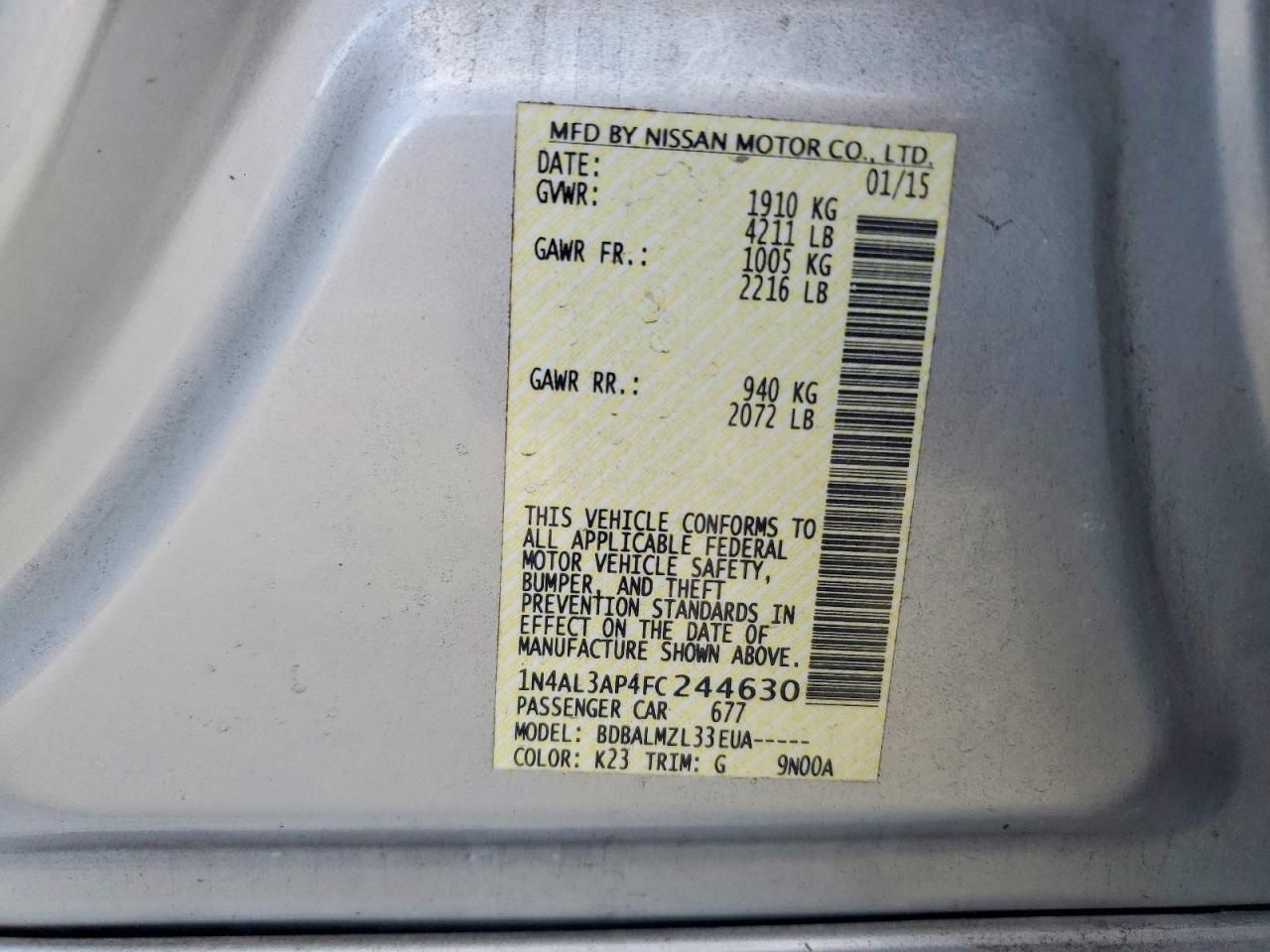 2015 Nissan Altima 2.5