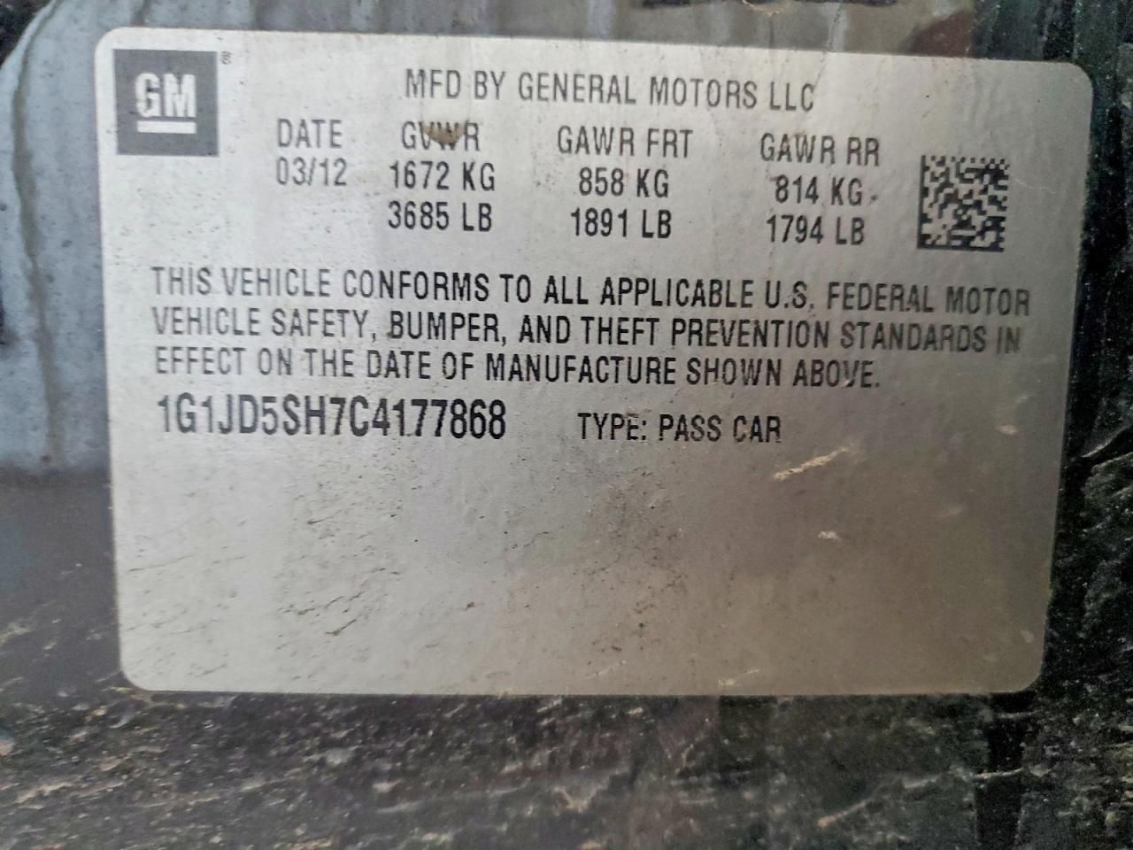 2012 Chevrolet Sonic lt