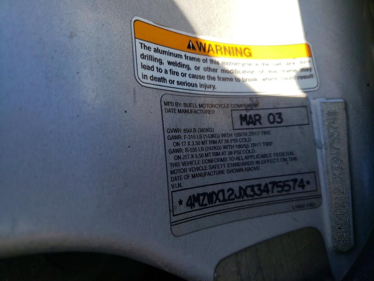 2003 Buell Lightning XB9S