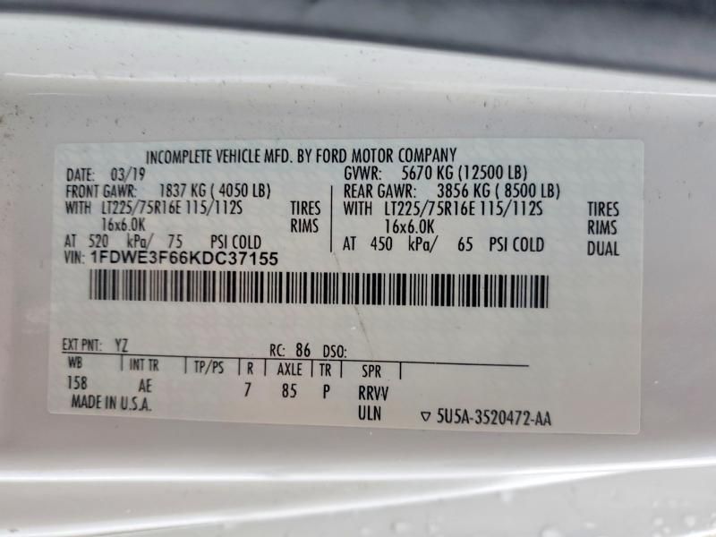 2019 Ford E350 BOX Truck