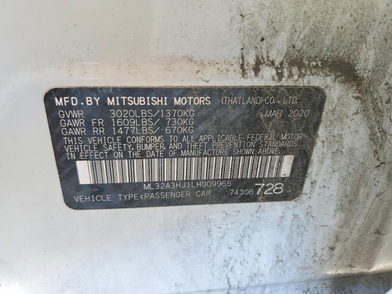 2020 Mitsubishi Mirage es