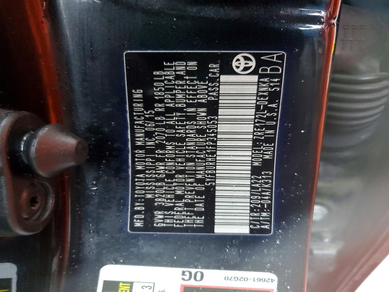 2015 Toyota Corolla l