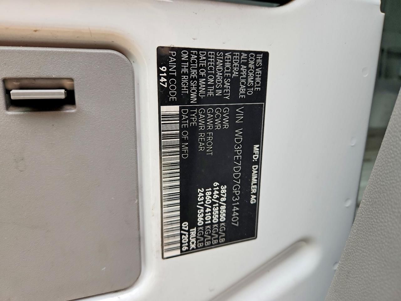 2016 Mercedes-Benz 2016 Mercedes Benz Sprinter 2500 Delivery Van